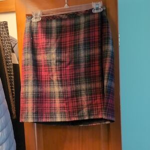 Eddie Bauer Red and Black Plaid Pencil Skirt